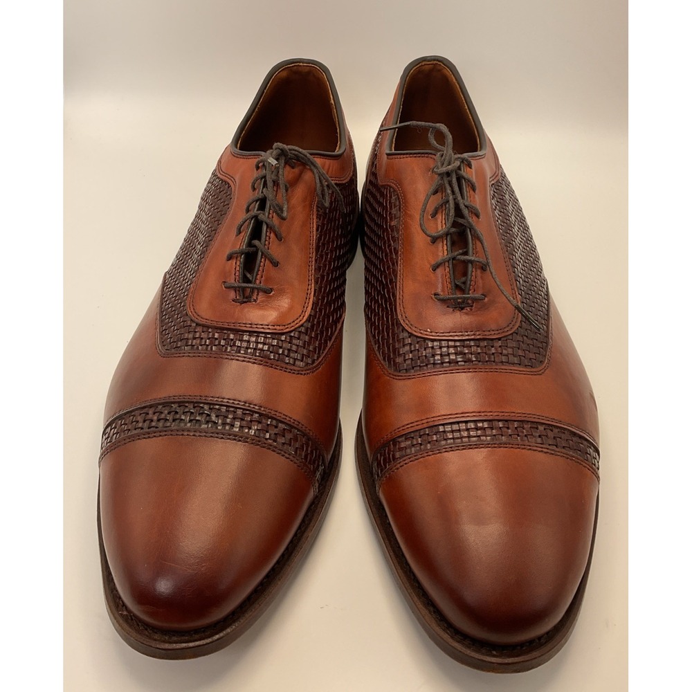 Allen Edmonds Winhall Cap Toe Oxford Mens Size 14 E Brown USA Woven Leather - Picture 3 of 9